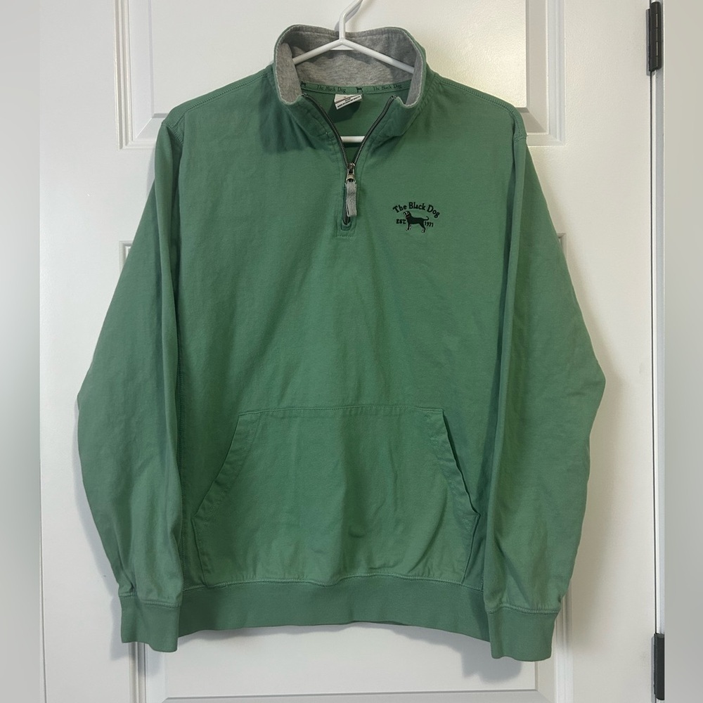 The Black Dog Green 1/4 Zip Sweater Small Cotton